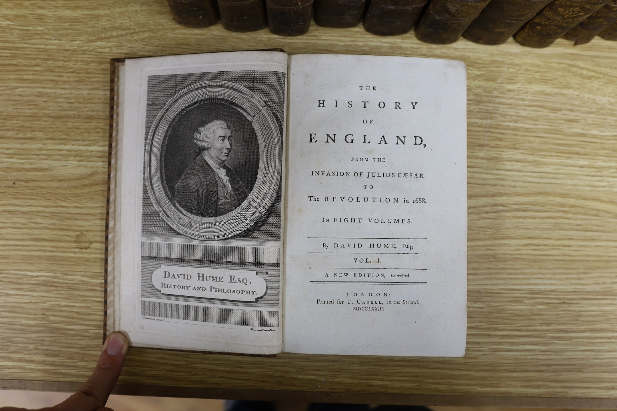 Hume, David - The History of England, 8 vols, 8vo, calf, T.Cadell, London, 1773 and Smollett, Tobias - The History of England, 5 vols, 8vo, calf, T. Cadell, London, 1788. (13)